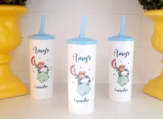 Long Drink com Tampa e Canudo cores Personalizado