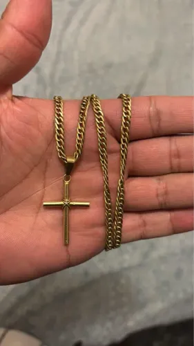 Cordão de Ouro 18k Grumet maciço 20,2g cruz crussifixo palito
