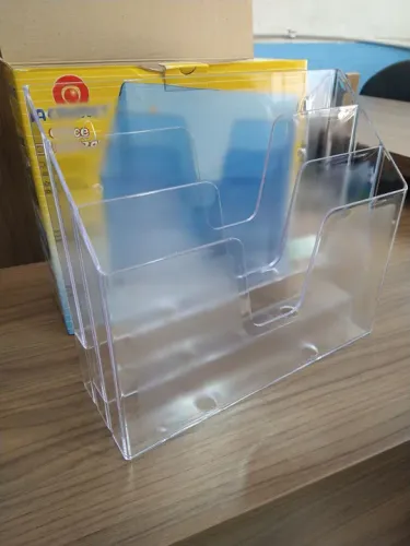 Porta-arquivos de mesa transparente para escritório