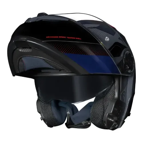 Capacete Escamoteável NORISK FORCE II KORE Preto Azul Cinza Brilhante