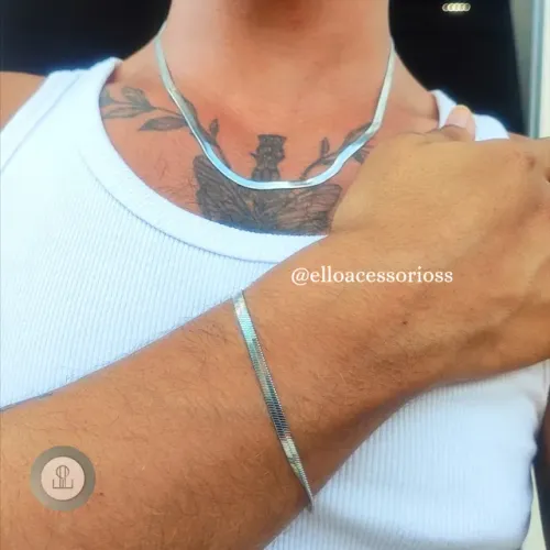 Conjunto Colar e Pulseira Masculino