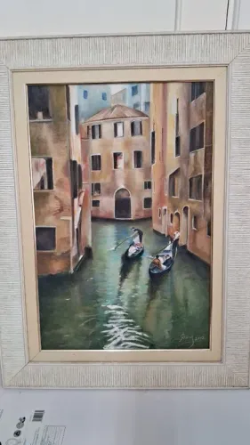 Quadro Veneza com Gôndolas óleo sobre tela 63x41cm