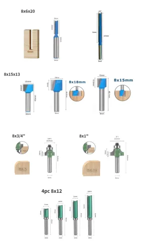 Kit 11 fresas 8mm para tupia (100% novas)