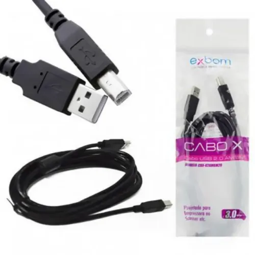 Cabo Para Impressora Usb 2.0 Ambm 3 Metros