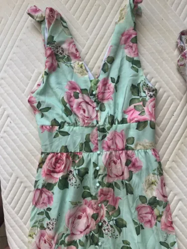 Vestido longo Floral com Botões