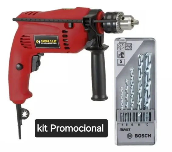 Furadeira de Impacto Schulz 500W 1/2 13mm + Jogo de Brocas Bosch