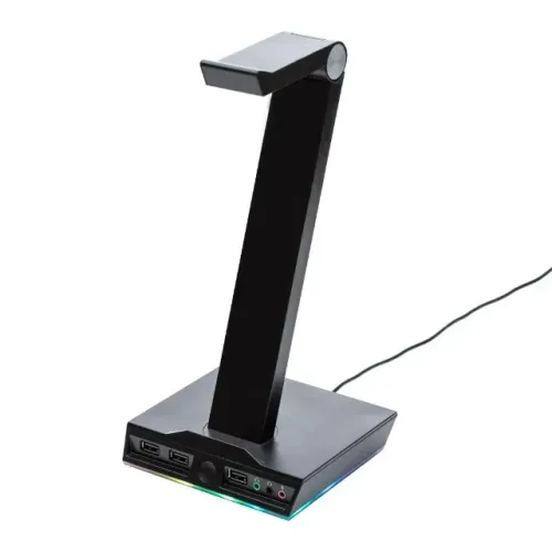 Suporte Headset Gamer Husky Gaming Blizzard RGB com 3 USB e Placa de Som - WZetta