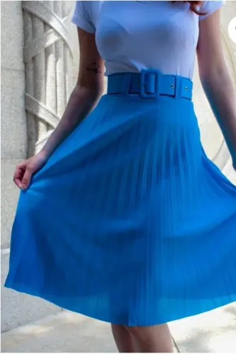 Saia Plissada Azul