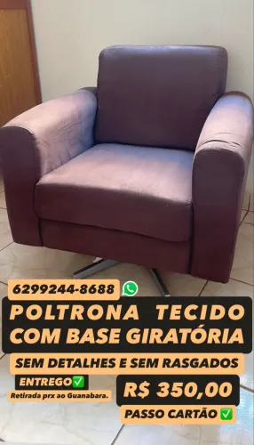 POLTRONA TECIDO C/ BASE GIRATÓRIA 