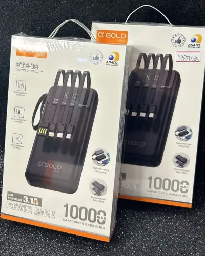 Power Bank 10000mAh e 20.000 mah c/ Cabos Integrados novos com garantia- ?'GOLD