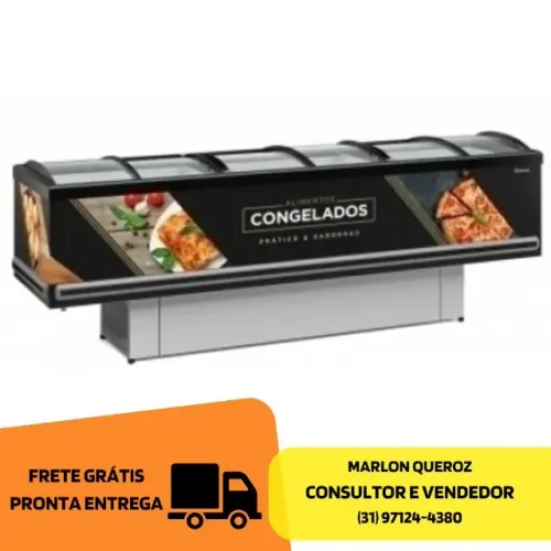Ilha de Congelados 2,9M Vidro Curvo Gelopar 220V