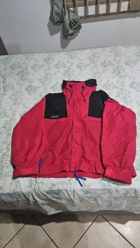 Jaqueta de esqui masculina Vintage Original Columbia Vamoose Vermelha, preta e azul