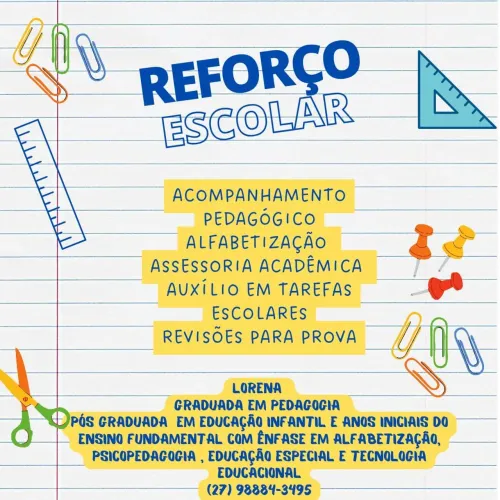 Acompanhamento pedagógico, psicopedagógico e reforço escolar. 