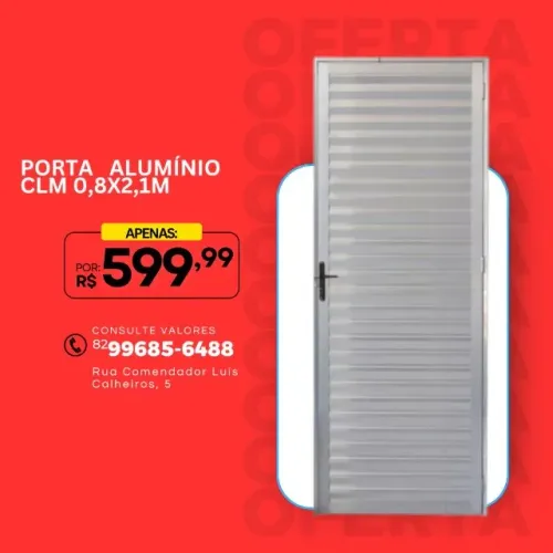 PORTA DE ALUMÍNIO VENEZIANA CLM 0,8 X 2,1M 