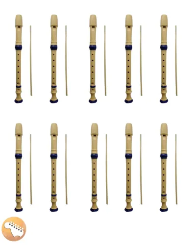 Kit C/ 10 Unidades Flauta Doce Germânica Sh1503 Csr - Escolas, Orquestra