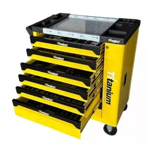 CARRO PARA FERRAMENTAS AMARELO WORK STATION 258 PECAS TITANIUM
