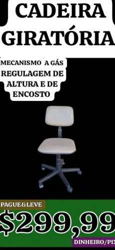 Cadeira Giratória de Escritório - Regulagem de Altura e Encosto