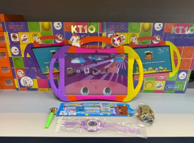 Lacrado Tablet Infantil Arco-Íris c/ Tela Grande 10.1 Pol, Wifi 5G, 64GB+3GB + Capa