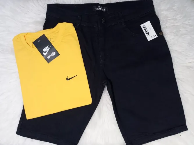Bermuda Jeans + Camisa Algodão 30.1