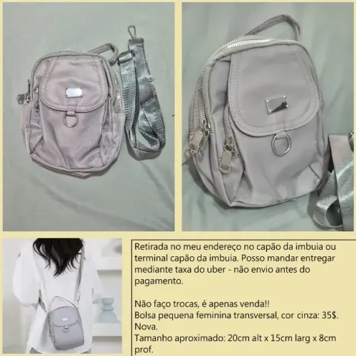 Bolsa pequena transversal cinza nova