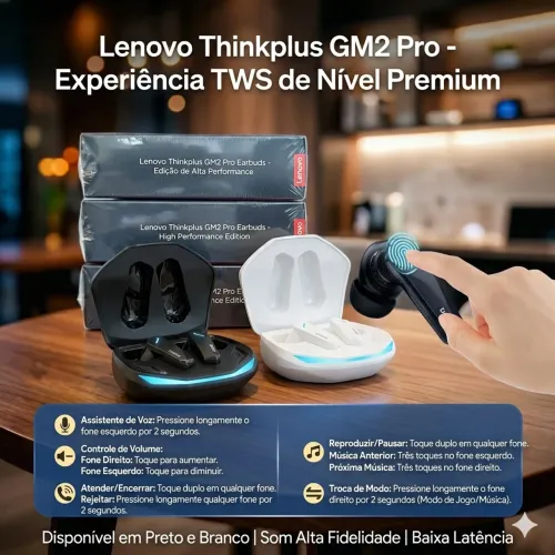Fones Bluetooth Lenovo GM2 Pro Gamer lacrados