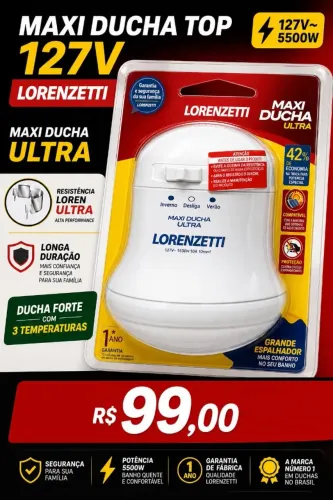 Chuveiro Maxi Ducha Ultra LORENZETTI 110v 5500w COMPLETO Melhor Marca