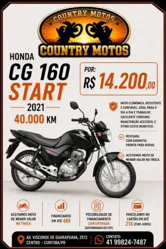 Cg 160 Start - 2021 - Aceito moto na troca