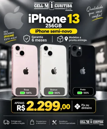 iPhone 13 256GB - Semi novo com bateria de 100%