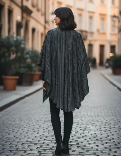 Xale Capa Poncho Uruguaio - Feminino - De Inverno - Tweed De Lã