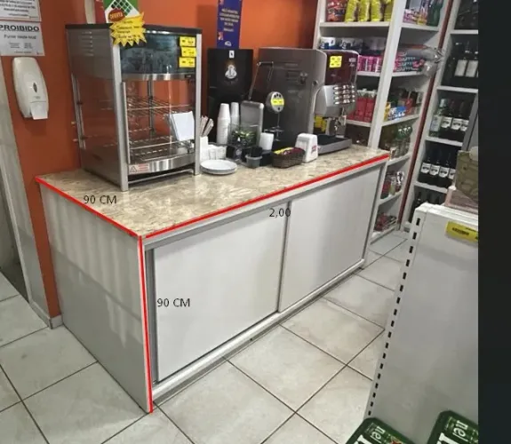 Balcão Comercial em MDF com Tampo de Granito