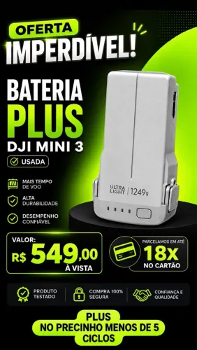 Bateria Semi Nova (Menos 10 ciclo) Dji Mini 3/3Pro/4Pro ( Em até 18x)
