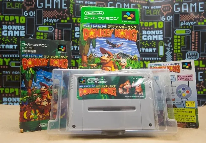 Donkey Kong Completo CIB Caixa, Berço, Manual e Encartes - Super Famicom