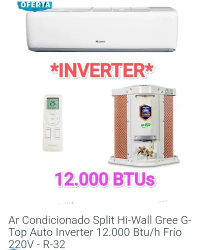 Ar Condicionado Split Gree G-Top INVERTER 12000 Btus + Nota + Garantia+ Cartão 12x