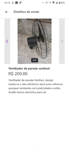 Ventilador de parede observação para retirar no local