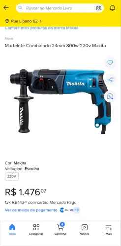 Martelete Combinado Sds-plus 800w - Hr2470 Makita Cor Azul Frequência 50 Hz/60hz