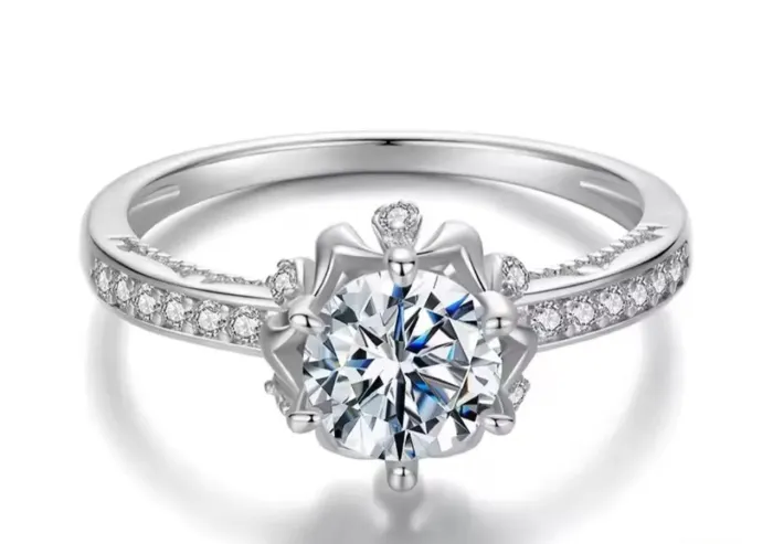Lindo Anel 1CT Moissanite Prata 925 Tamanho 16