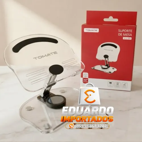 Suporte em Acrílico Reforçado de Mesa para Tablet, Ipad com Rolagem Infinita 360
