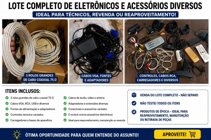 ? Lote Completo de Cabos e Eletrônicos Diversos - Ideal para Revenda e Reaproveitamento