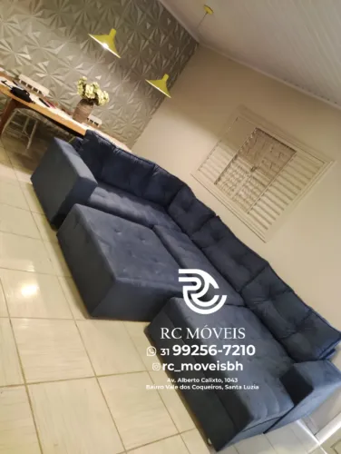 Sofá Modulado Toro com Chaise e Puff em Suede | Grande e Confortável
