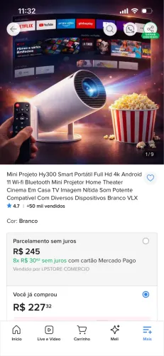 Projetor HY300 smart full hd