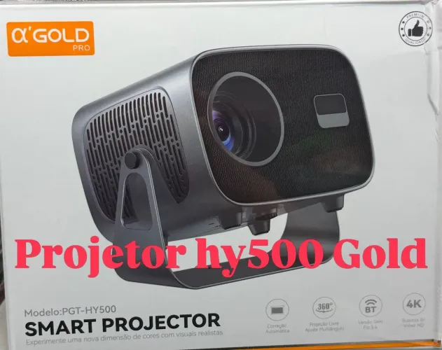 Projetor Hy500 gold + tela de projeção 