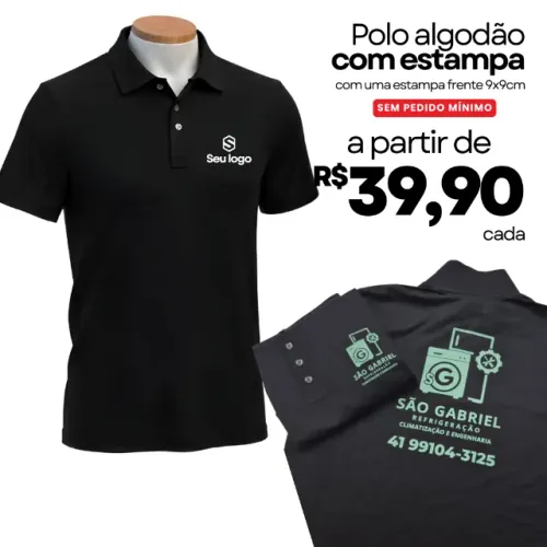 Polo personalizada para empresas, eventos, uniformes, entre outros, sem pedido mínimo
