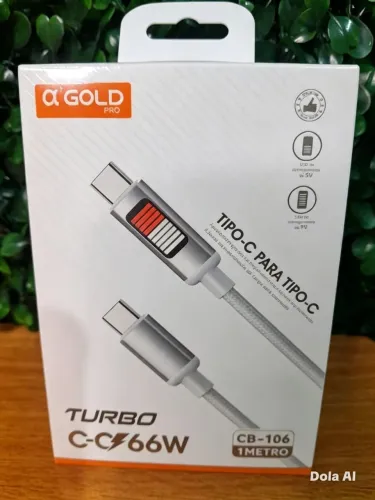 Cabo USB-C para USB-C 66W Turbo PD 1 Metro AGOLD Pro - Carregamento Rápido