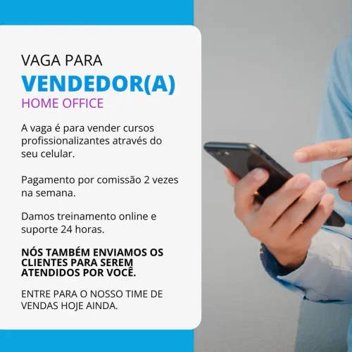 Vaga para vendedores home Office.