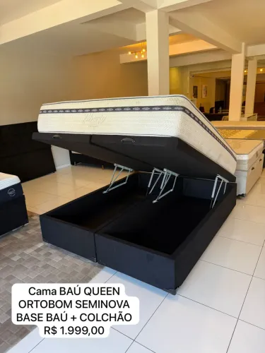 Colchão de Casal ORTOBOM QUEEN COM BASE BOX BAÚ - Entrego!