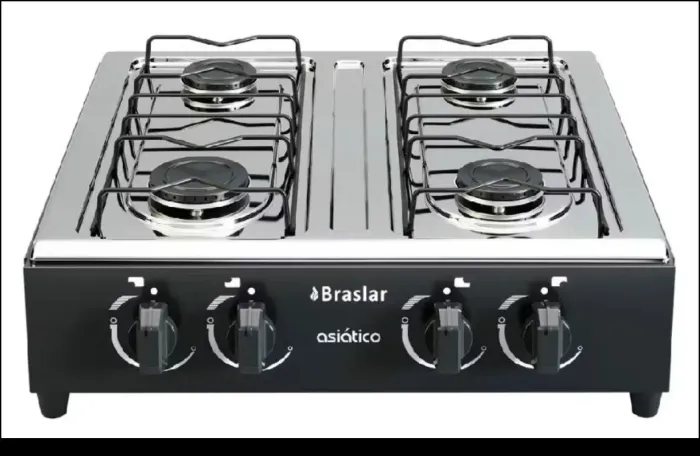 Fogão quatro bocas Braslar, ideal para sobrepor em bancadas, para uso doméstico ou comecio