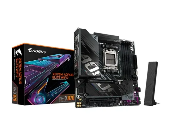 MB GIGABYTE X870M AORUS ELITE WIFI7 p/ AMD AM5 4xDDR5/2xPCI-e/2xSATA/2xM.2
