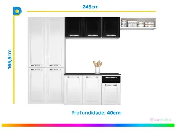 Armário de Cozinha Compacta Itatiaia Amanda Aço com Balcão 10 Portas 1 Gaveta