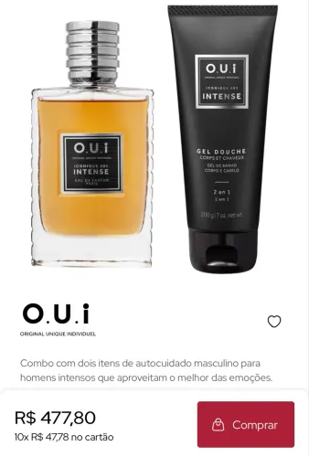 Combo Iconique 001 Intense: Eau De Parfum 75ml + Gel de Banho Corpo e Cabelo 2 em 1 200g