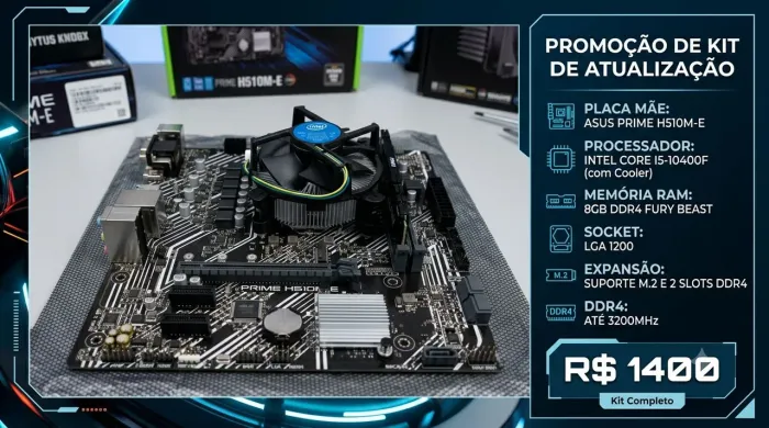 Kit i5 10400F / 1 pente de 8 RAM dd4 2666/ placa mãe H510M-E
